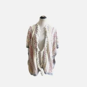Cabi Love Carol Women's Top Siesta Knit Poncho Boho Fringe Sweater Cardigan S/XS